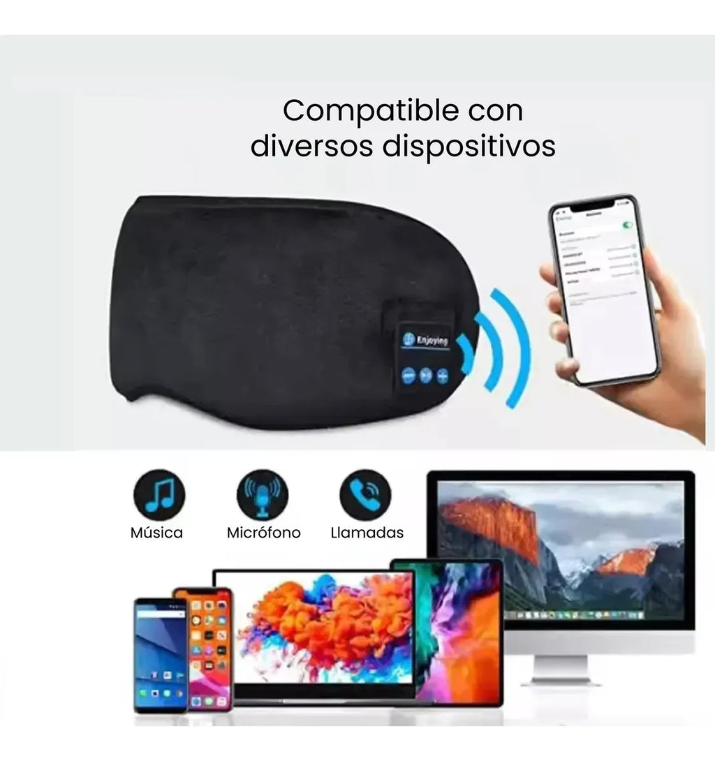 ANTIFAZ INTELIGENTE CON BLUETOOTH Y AURICULARES INTEGRADOS - DORMI MEJOR