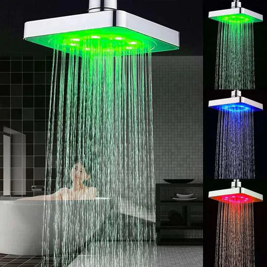 Cabezal De Ducha Led Duchas Cuadradas Luz Rgb Colores