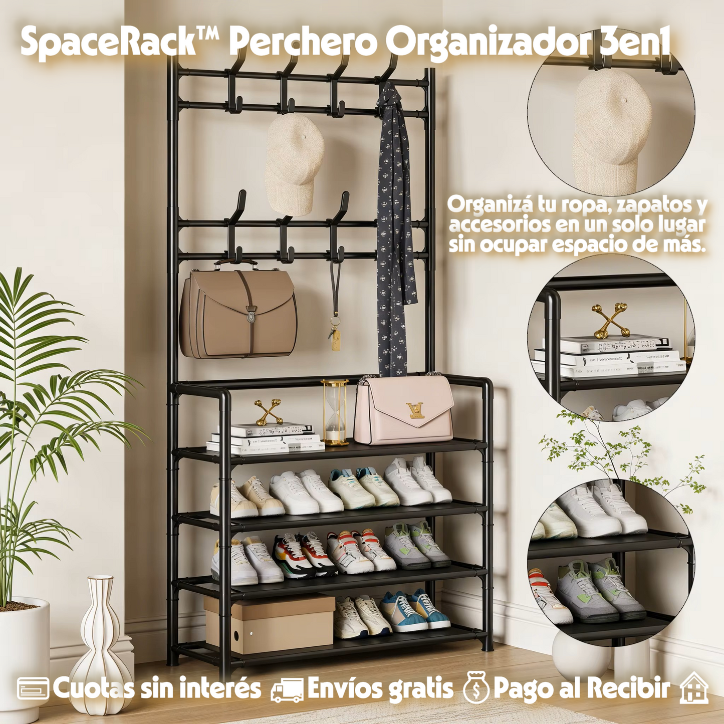 SpaceRack™ Perchero Organizador 3en1