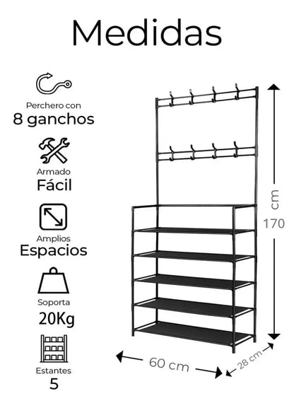 SpaceRack™ Perchero Organizador 3en1