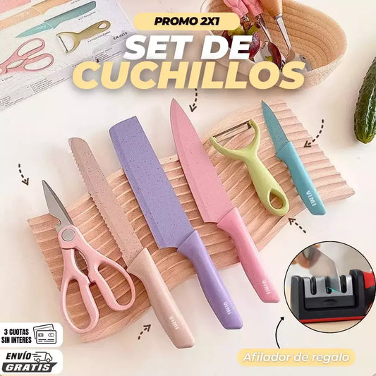 COMBO - Set de utensilios 6 Pzas + Afilador GRATIS