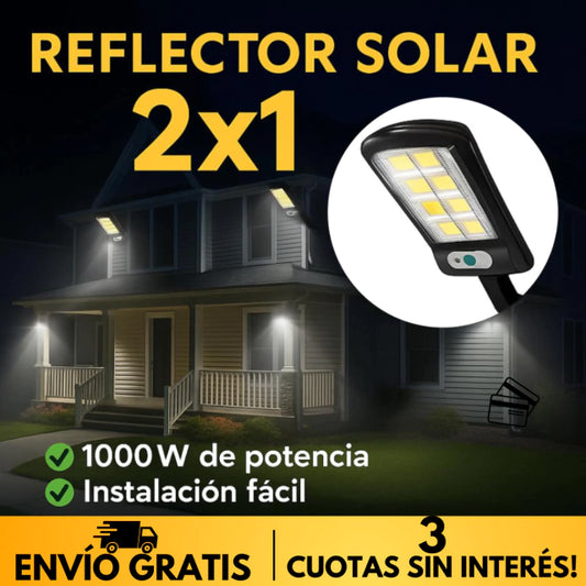 2X1 REFLECTOR SOLAR LED 1000W PARA EXTERIORES | SIN CABLES, SIN FACTURAS
