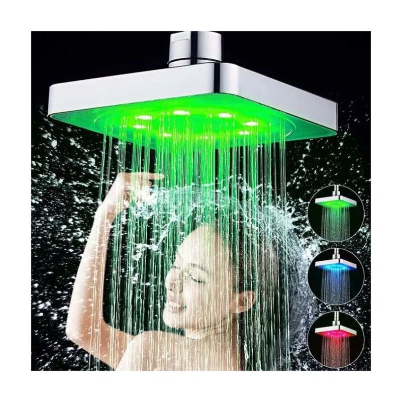 Cabezal De Ducha Led Duchas Cuadradas Luz Rgb Colores